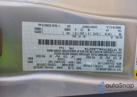 2020 Ford Ranger Xlt z USA, uszkodzony, nr VIN 1FTER1FH4LLA92778